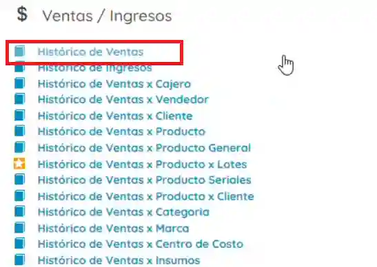 Histórico de ventas