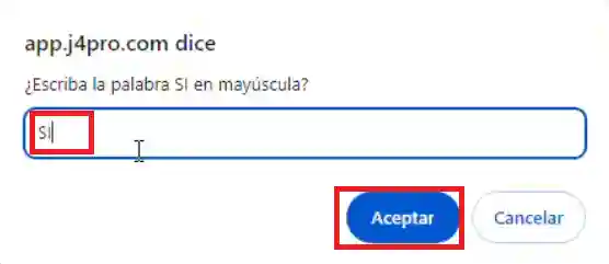 Escribe sí en mayúscula y acepta