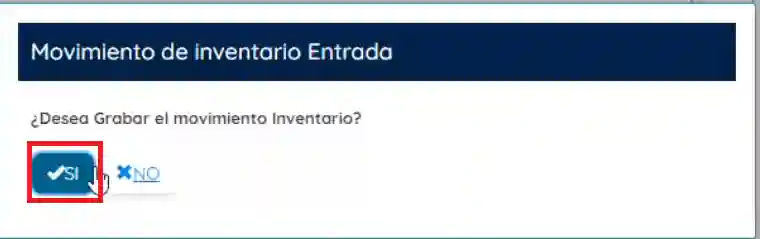 Confirma el movimiento del inventario