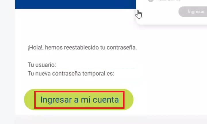 copia contraseña y clic en ingresar a mi cuenta