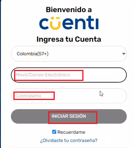 Ingresa tus datos y  clic en inciar sesión 