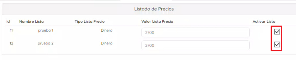 imagen de listas de precios para marcar y desmarcar