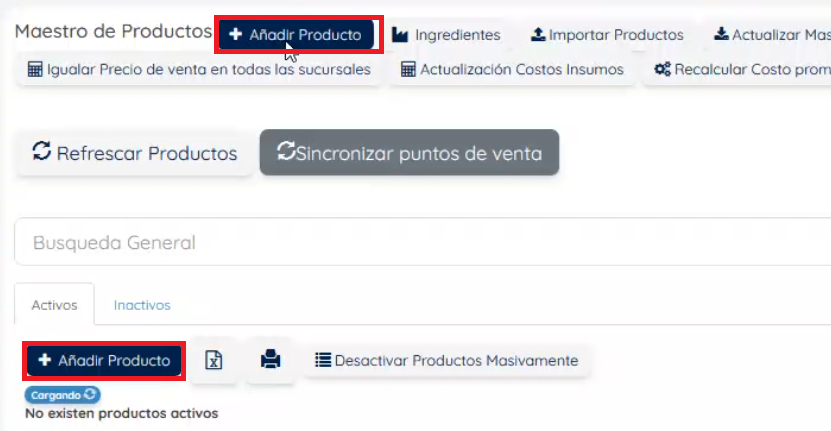 Botones de añadir producto