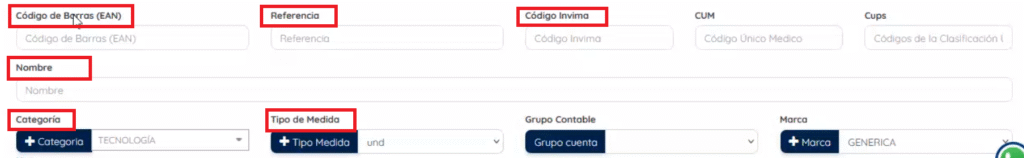 campos a diligenciar con la información correspondiente