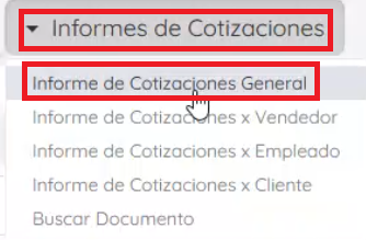 Ventana de informes de cotizaciones 