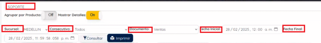 Filtros para la búsqueda 