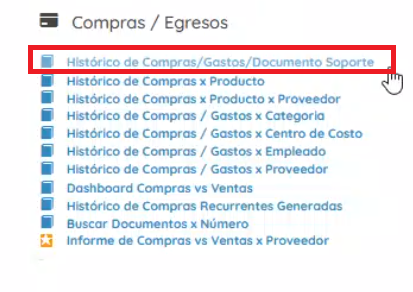 Sección de compras - egresos 