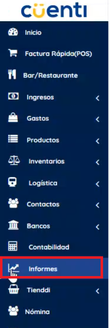 Menú izquierdo informes 