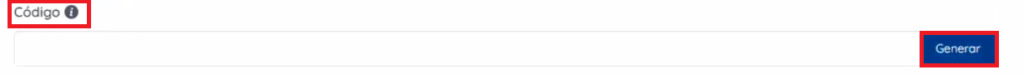 Campo y botón de generar código
