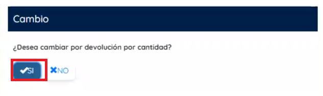 Ventana para confrimar la devolución 