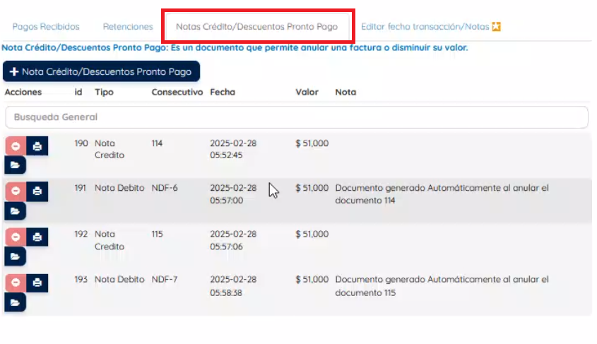 Sección donde se ven las notas finales 