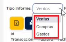 Filtro tipo de informe 