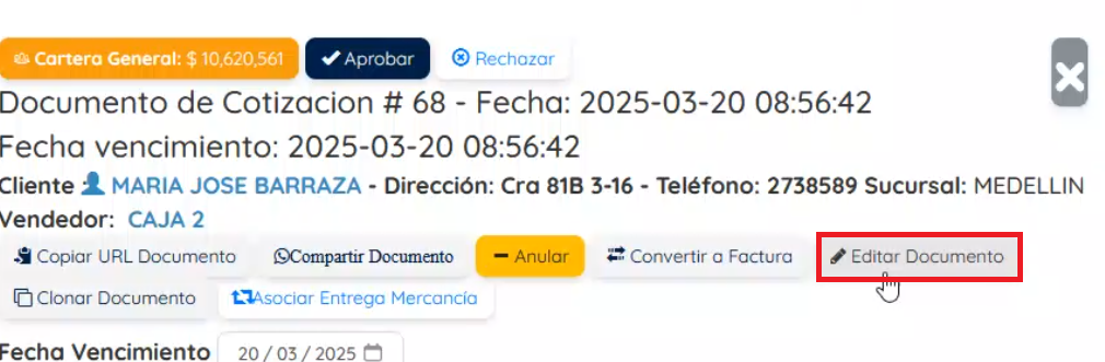 Botón de editar documento 