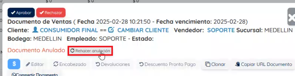 Botón de rehacer anulación