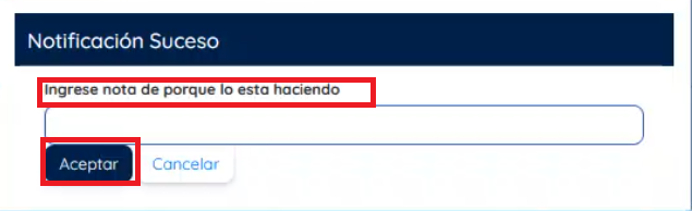 Campo parra ingresar una nota si lo deseas