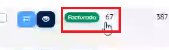 Ventana donde se ve que ya está facturado