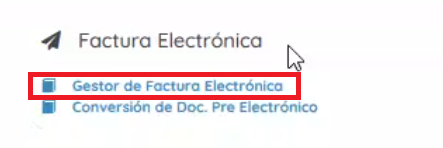 Sección de factura electrónica 