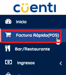 Menú izquierdo factura rápida 