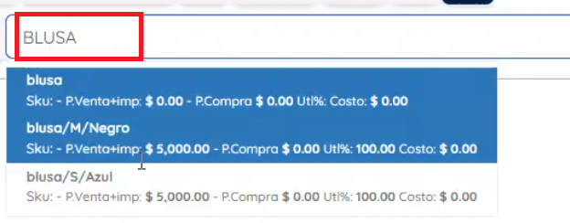 Barra de búsqueda de producto 