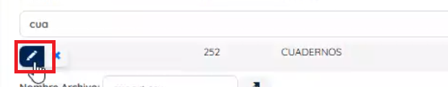 ícono del lápiz para editar 