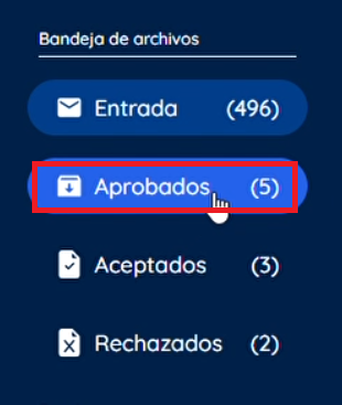 Menú izquierdo de aprobados 