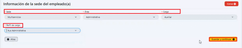 Campos a diligenciar 