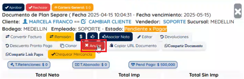 Botón de anular 