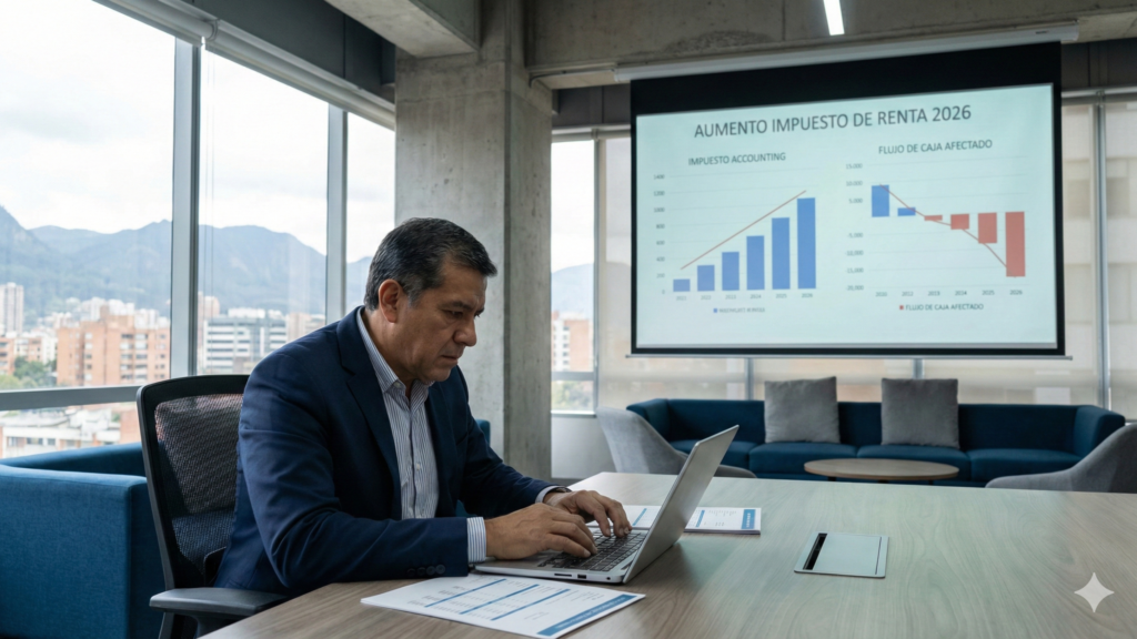 contador en un computador mientras revisar acuse de recibo facturación electrónica 