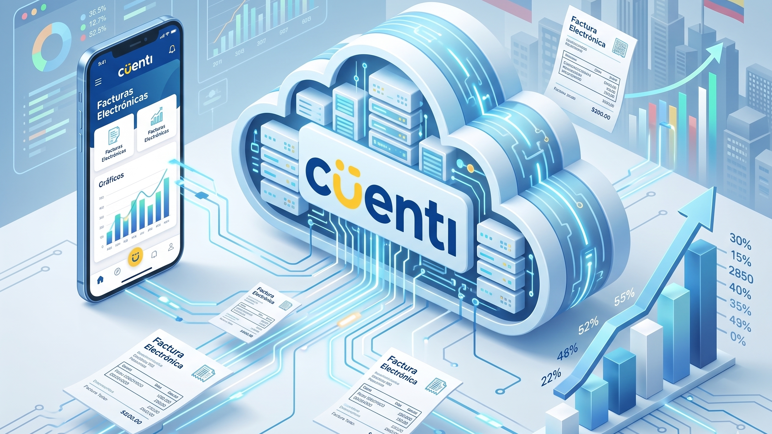 Imagen en IA para mostrar como funciona la factura electrónica en la creación de empresas 2026 
