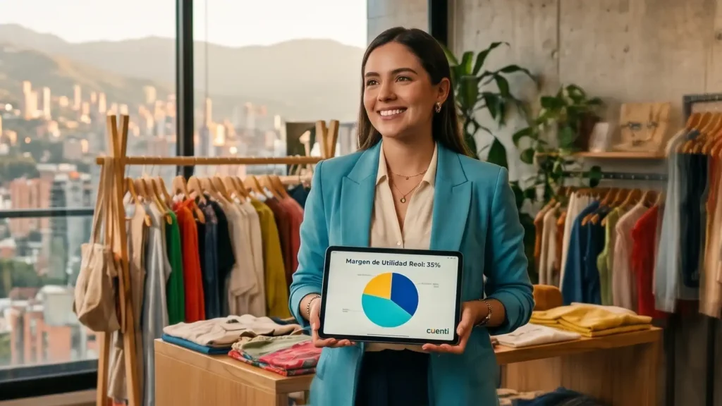 Cómo calcular el precio de un producto: Mujer parada sosteniendo una tabla que muestra gráfico 